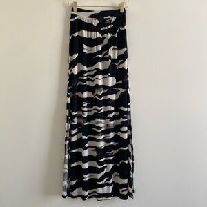 H&M Elastic Waist Watercolor Print Maxi Skirt